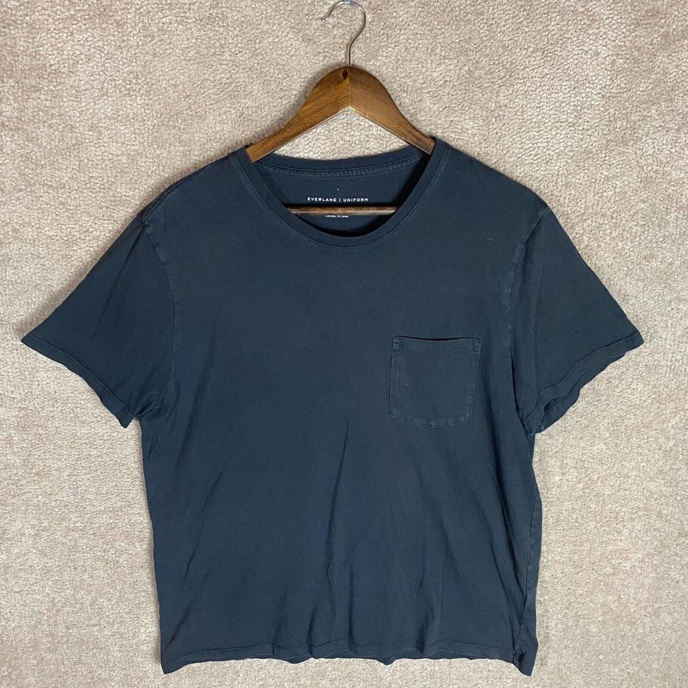 Everlane T-Shirt Mens Size Large Black Uniform Organic Cotton Crew Short Sleeve - Picture 2 of 9